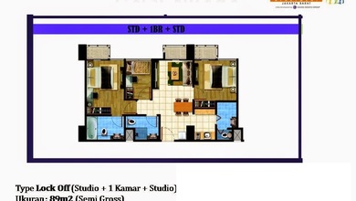 Jual Rugi ! Apartment Puri Mansion 3 BR luas 89m2 