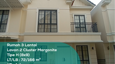 Dijual Rumah Hoek 3 Lantai Lavon 2 Cluster Margonite Tipe H 8x9 