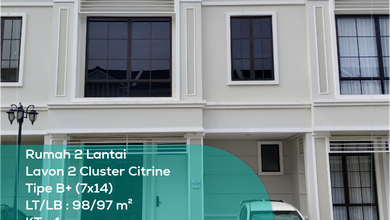 Dijual Rumah 2 Lantai di Lavon 2 Cluster Citrine, Tipe 7x14