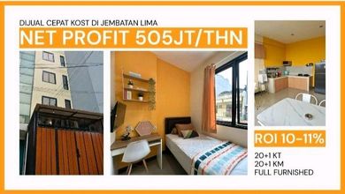 Dijual Kost 20 Pintu Profit 505 Jt/tahun di Jl. K. H. Moch. Mansyur, Gg. Vanillie No.2, Tanah Sereal, Tambora, Kota Jakarta Barat, DKI Jakarta, Indonesia, 11210, Jembatan Lima SHM