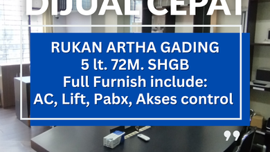 *Dijual Cepat* Rukan Artha Gading Full Furnish Include Lift, Kantor, Akses, Pabx Siap Pakai