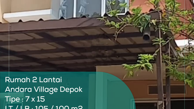 Rumah 2 Lantai Andara Village Depok, Tipe 7x15, Lt lb 105 100, Non Furnished, SHM