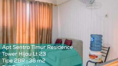 Apartement Sentra Timur Residence Tower Hijau Lt 23, 2br, Full Furnished, SHM