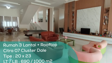 Rumah 3 Lantai Citra 7 Cluster Dale, Tipe 20X23, Lt/Lb 690/1000 M2, Semi Furnished, SHM