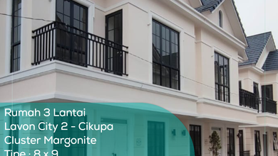 Rumah 3 Lantai Lavon City 2 Cluster Margonite, Tipe 8X9, Lt/Lb 72/166 M2, Non Furnished, SHM